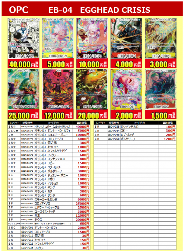 ワンピースカードゲーム高価買取受付中!【2026/02/08更新】